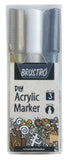 Brustro Acrylic (Diy) Marker Set Of 3 - Black, White & Gold |Tip Size - 2Mm, Water-Resistant,Matte Finish,Uv Resistant,Non-Toxic