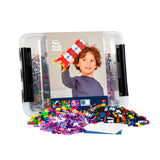 Plus-Plus - 2,400 Pieces in Storage Tub - Basic, Neon & Glitter Mix w/ 2 Baseplates - Construction Building Stem/Steam Toy, Kids
