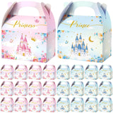 Nezyo Princess and Prince Treat Boxes - Pink & Blue Crown Cardboard Goodie Boxes for Boy Girl Birthday (36 Pcs,Prince and Prince