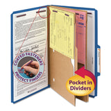 Smead 19077 Pressboard Classification Folders Two Pocket Dividers Legal Dark Blue 10/Box