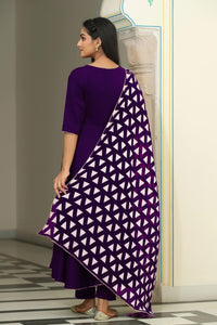 Gosriki Women'S Rayon Blend Anarkali Solid Kurta With Pant & Dupatta (Mita Begani-Gs_Xl_Begani_X-Large),Begani,,B0DFY3S5DK