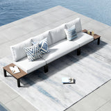 PHI VILLA 3 Pieces Outdoor Patio Furniture Set,Metal Frame Modern Outdoor Sectional Sofa Set,4 Seats Patio Conversation Sets wit