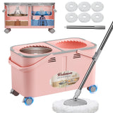 Wodemom EasyRinse Spin Mop Bucket Gen 2, Clean/Dirty Water Separation,Pink