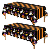 Kelool 2 Pack Halloween Tablecloth 54 x 108 Inch,Plastic Table Cloth Rectangle Disposable,Ghost Black Tablecloths Halloween Deco