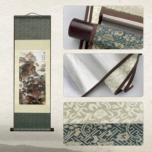 FOVNOT Chinese Landscape Painting Decor, Asian Decor for Home Beautiful Silk Scroll Painting Chinese Vertical Wall Art Oriental
