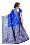 Sugathari Womens Banarasi Saree Pure Kanjivaram Silk Saree Soft New Ladies 2023 Design Wear Pattu Sarees Latest Cotton Party Sari Collections With Blouse Piece For Wedding Sadi (Pari 73 R Blue)