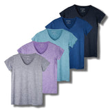 Real Essentials Womens V Neck TShirt Ladies Yoga Top Athletic Tees Active Wear Gym Workout Zumba Exercise Running Essentials Qu