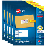 Avery TrueBlock Printable Shipping Labels with Sure Feed, 2 x 4 Customizable Stickers, White, 1,250 Blank Mailing Labels Total (