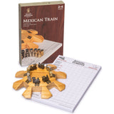 Yellow Mountain Imports Mexican Train Dominoes Accessory Set (5.8-Inch Wooden Hub Centerpiece, Die-Cast Metal Train Markers, and
