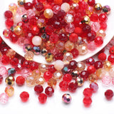 100PCS 8MM Crystal Glass Beads for Jewelry Making Red Series Rondelle Facted Crystal Glass Beads for Bracelet Making Round Glass