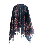 India Scarves Storm Multi Color Khadi Cotton Art Silk Dupatta (Black Color, Large)