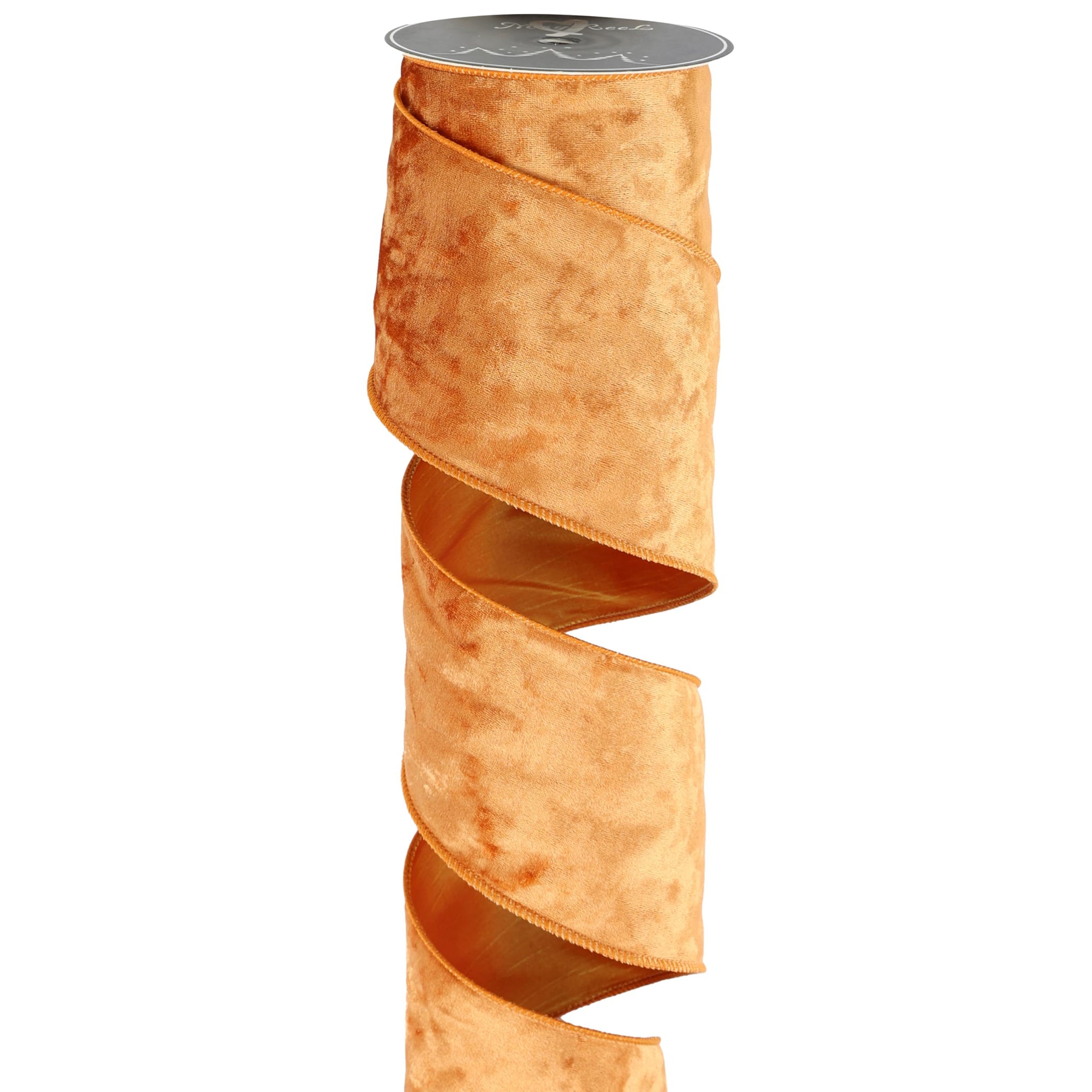 MAYREEL 4 Inch Cinnamon Crushed Velvet Ribbon Wired Extra Wide Burnt Orange Terracotta Christmas Ribbon for Autumn Fall Decorati