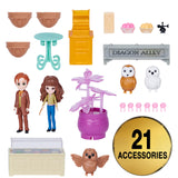 Wizarding World Harry Potter, Magical Minis Diagon Alley 3-in-1 Playset with Lights & Sounds, 2 Figures, 21 Accessories, Kids To