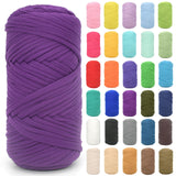 Tshirt Yarn for Crocheting,Violet Purple T Shirt Chunky Elastic Fabric Thick T-Shirt Crochet Yarn for Beginners Crocheting Hand 