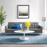 Modway Loft Tufted Button Faux Leather Upholstered Sofa In Silver Gray