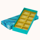 GROWNEX Set of 25 Lid Chocolate & Sweets Boxes 10 Pcs Cavity Marble Blue Paperboard Packaging Elegant Sweets Box for Gifting Ide