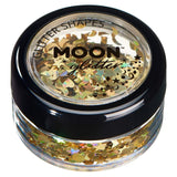 Moon Glitter Holographic Glitter Shapes 100% Cosmetic Glitter for Face, Body, Nails, Hair and Lips - 0.10oz - Gold