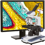 AmScope M620CE1 Digital Compound Monocular Microscope, WF10x and WF25x Eyepieces, 40x2500x Magnification, Brightfield, LED Ill