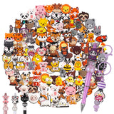 Tondiamo 60 pcs Animal Silicone Focal Beads for Pens Cute Cartoon Animal Theme Silicone Focal Bead for Beaded Pen Necklace Brace