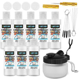 X ARTY HUB Airbrush Cleaning Kit - 8 * 4.05 fl oz / 120 ml Airbrush Cleaner with Glass Cleaning Pot, Easily Handle Water-Based a