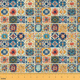 Feelyou Exotic Portuguese Traditional Upholstery Fabric by The Yard - Decorative Boho Floral Outdoor Reupholstery for Chairs - B