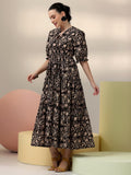 Libas Women'S Cotton Fit And Flare Maxi Dress (29306I_Black Black M