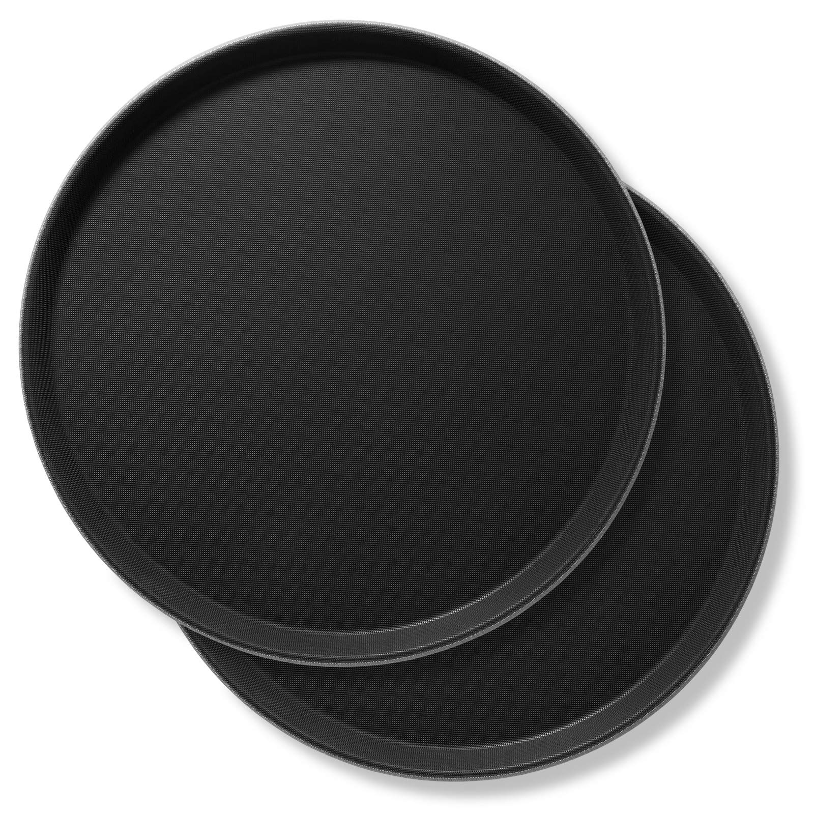 Jubilee 14 Round Restaurant Serving Trays (Set Of 2), Black - Nsf Certified Non-Slip Food Service Tray