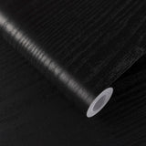 practicalWs Black Wood Contact Paper 17.7'' x 590.5'' Peel and Stick Wood Wallpaper Self Adhesive Black Wallpaper Covering for K