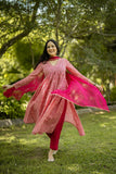 Anni Designer Women'S Rayon Blend Printed Straight Kurta With Pant & Dupatta (Manchali-Rani_S_Pink_Small),Pink,S,,,