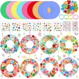 Hollowfly 48 Sets Spring Wreath Craft Kits DIY Wreath Hanging Ornaments Make Your Own Paper Craft with Stickers for Home Party F