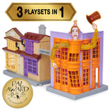Wizarding World Harry Potter, Magical Minis Diagon Alley 3-in-1 Playset with Lights & Sounds, 2 Figures, 21 Accessories, Kids To