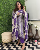 Anni Designer Women'S Rayon Blend Straight Printed Kurta With Pant & Dupatta (Exhuma Begani_S_Begani_Small),Begani,S,,,