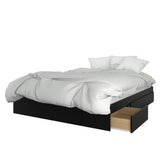 Nexera 2-Piece Bed Frame and Headboard, Queen|Walnut & Black Bedset