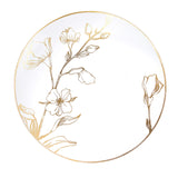 [7'' Plates 10 Count] White Plastic Floral Design Party Plates With Gold Rim Premium heavyweight Elegant Disposable Tableware Di