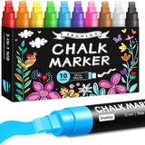 Window Chalk Markers for Glass Washable, 10 Colors Jumbo Liquid Chalk Marker with 10mm 3 in 1 Nib Thick Wide Tips, Big Chalkboar