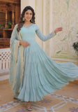 Wedani Georgette Embroidered Work Anarkali Kurta Set For Womens (In Alpha 2Xl Regular Sky Blue),SKY BLUE,2XL,Georgette,Anarkali,Kurta, Scarf