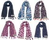 Fusfus WomenS Printed Chiffon Scarves And Stoles, Free Size(Multicolour, Fs981) Pack Of 6 (Multicolor3)