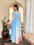 Gosriki Women'S Georgette Anarkali Solid Kurta With Pant & Dupatta (Sade Sky-Vks02-Gs_L_Sky Blue_Large),Sky Blue,,B0F54FN5WH