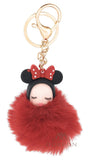 Dorron Iaccessories Soft Faux Fur Pom Pom Doll Keychain For Girls Ladies Bags Keys (Red)