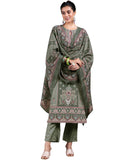 Libas Womens Printed Crepe Straight Kurta With Trousers And Dupatta