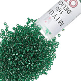 Miyuki Delica Seed Beads - Size 11/0 (1.6 mm), DB0605, Silver-Lined Emerald Dyed, 7.2 g, Approx. 1440 Beads, Made in Japan