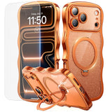 3 in 1 for iPhone 17 Pro Case with 360 Spin Magnetic Stand, 1X DIY Glitter Cardstock +1X Screen Protector, [Fit for Magsafe]Cute