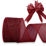 JaoZuyard Burgundy Burlap Ribbon 2 inch X 10 Yard Natural Burlap Woven Wired Ribbons DIY Handmade Edging Production Wreath Holid