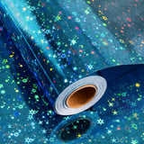 Merture Blue Holographic Wrapping Paper Roll - 17 In X 33 Ft