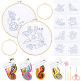 Tioncy 8 Sets Mexican Embroidery Napkins Kit Servilletas para Bordar a Mano Including Mexican Napkin Bamboo Hoop Color Threads a