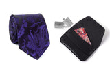 Aeht MenS Necktie, Cufflink, Card Holder Set 1968 Twc Blue