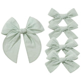 YHXX YLEN 5PCS Green Cotton Linen Hair Bows for Girls Handmade Alligator Clip Hair Accessories for Babies Infant Toddlers Kids(5