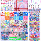 AIPRIDY 3200 Pcs Unicorn Jewelry Activity Kit,Clay Beads Bracelet Making Kit,Flat College Style Beading for Friendship Jewelry M