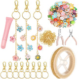 VioraWhite 213 Pcs Lip Gloss Keychain Making Kit 100 Pink Enamel Charms 32.81 ft Gold Chains for DIY Crafts Women(Floral)