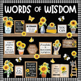 Mooliwe 57 Pcs Sunflower Bulletin Board Set Inspirational Flower Bulletin Board Decoration Positive Cutout Classroom Decoration 